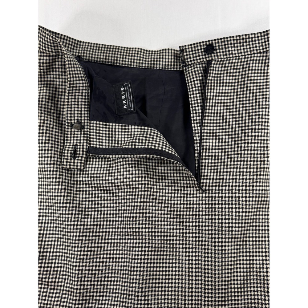 Akris Switzerland Black White Houndstooth Wool Pencil Skirt Vintage Luxury - Picture 9 of 12
